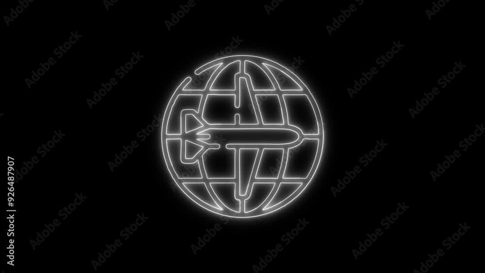International Travel Icon - 4K Animated Design with Linear Symbol on Black Background International Travel Icon - 4K Animated Design with Linear Symbol on Black Background