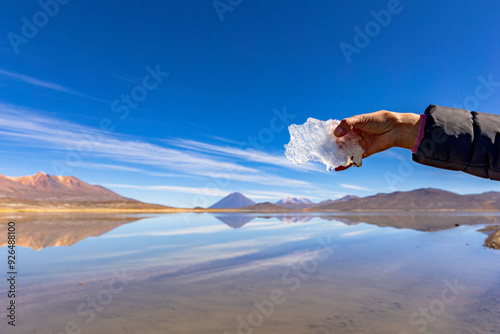 Piece of ice in the National Reserve of Salinas and Aguada Blanca. Located in the department of Arequipa, Peru.