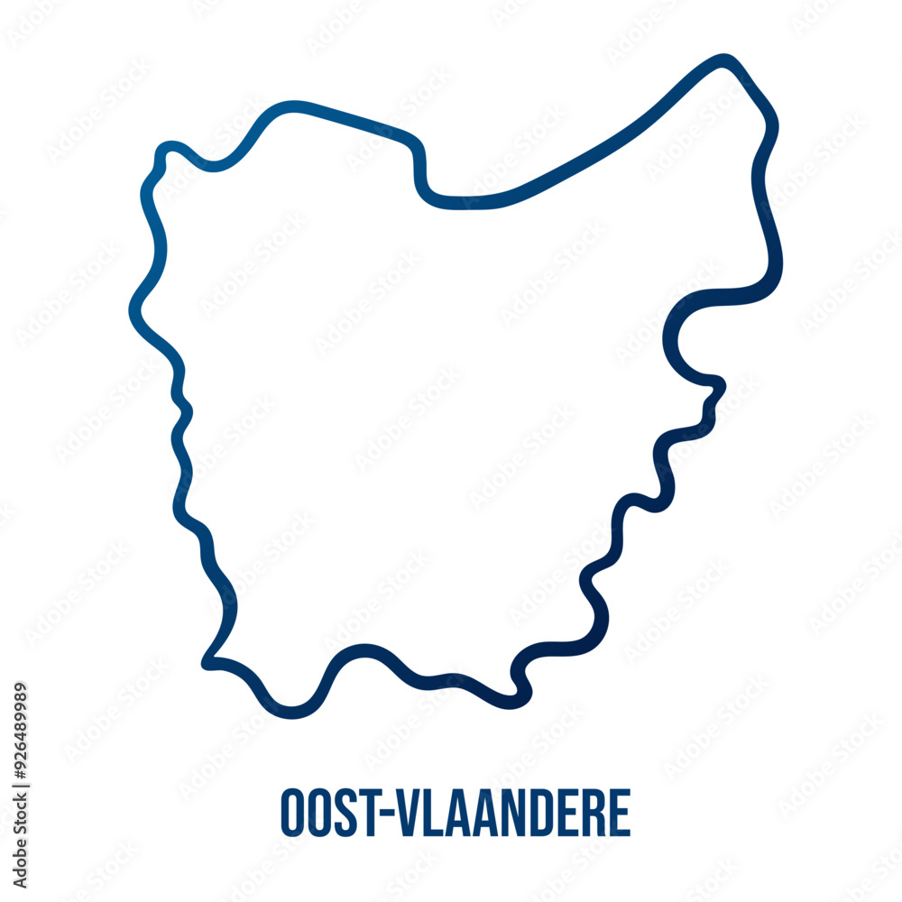 East Flanders, Belgian province simplified map. Abstract smooth blue gradient linear vector East Flanders, Belgian province simplified map. Abstract smooth blue gradient linear vector