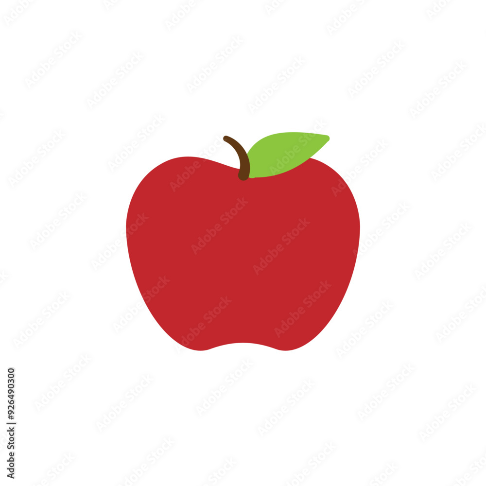 red juicy apple fruit with leaf - food vector symbol flat design icon red juicy apple fruit with leaf - food vector symbol flat design icon