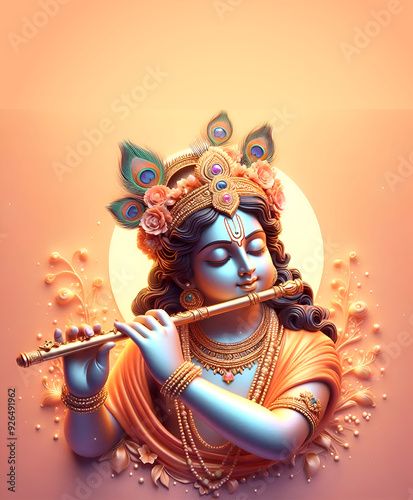 festival of happy shree krishna janmashtami abstract design background photo