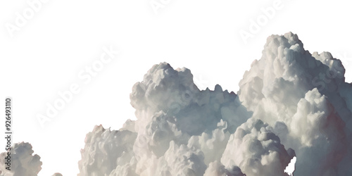 Vector realistic white soft cutout clean cumulus cloudscape cut out specials fog on transparent background.