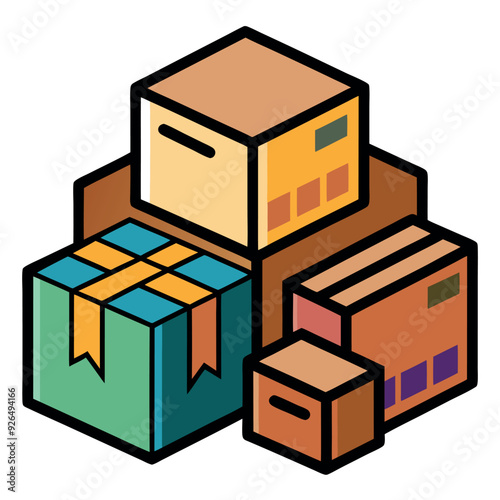 Stacked Cardboard Boxes Vector Design Illustration
