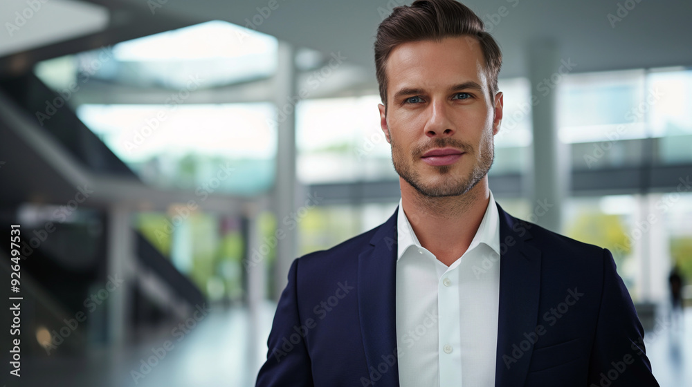 Professional man in a sharp suit conducting a virtual interview against a modern, technologically advanced background, symbolizing innovative remote hiring and corporate communication strategies Professional man in a sharp suit conducting a virtual interview against a modern, technologically advanced background, symbolizing innovative remote hiring and corporate communication strategies