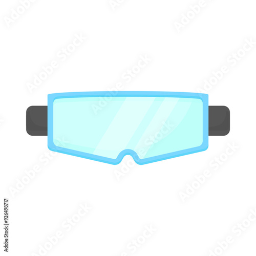 Snowboard goggles in cartoon style on a white background. Equipment for winter sports and hobbies.