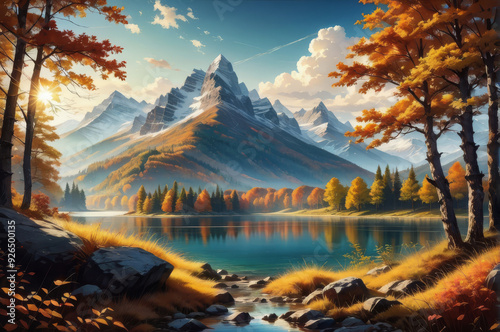 A house in the mountains. Autumn landscape.
