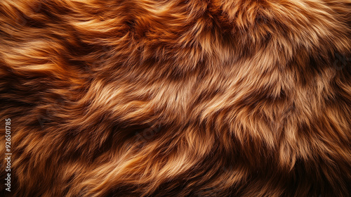 Close-up of luxurious animal fur in warm, rich brown hues. Background for luxury textile design or fashion concepts.