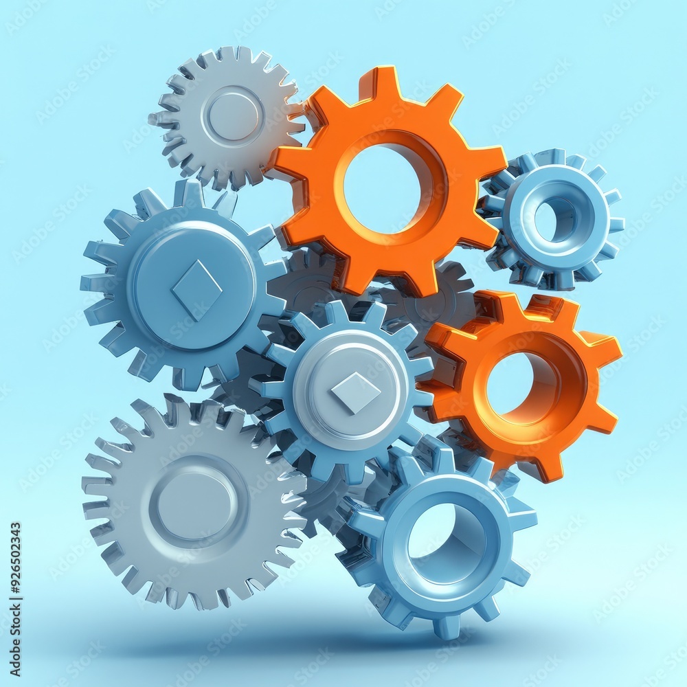 A 3D abstract search engine icon with floating gears, symbolizing the mechanics behind digital search A 3D abstract search engine icon with floating gears, symbolizing the mechanics behind digital search