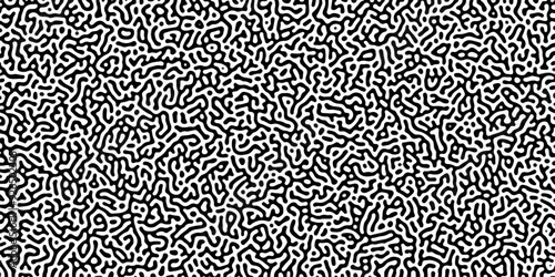 Organic seamless patterns with rounded lines Diffusion reaction background. Monochrome background of natural organic forms motion. Overlay template abstract Turing organic wallpaper background.