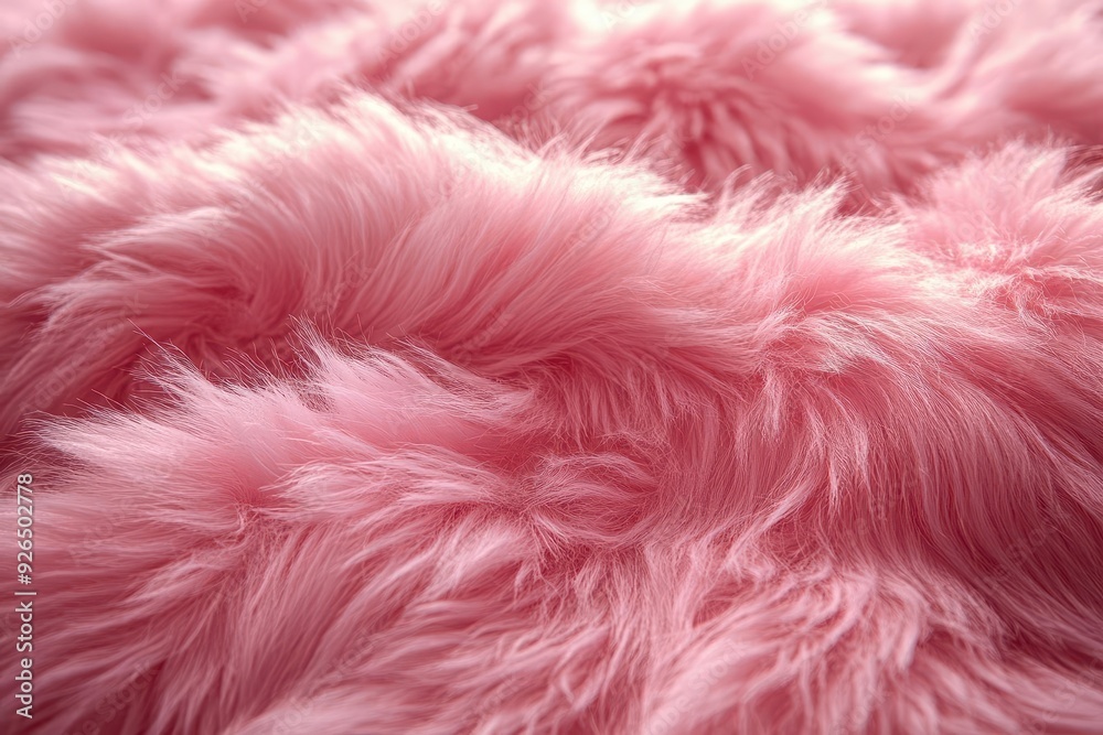closeup of plush pink faux fur soft texture capturing light and shadow luxurious synthetic material evoking warmth and comfort