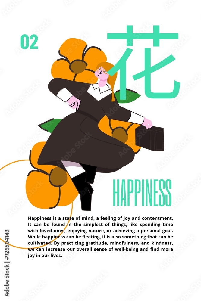 Fototapeta premium Flat design illustration, happy career woman poster