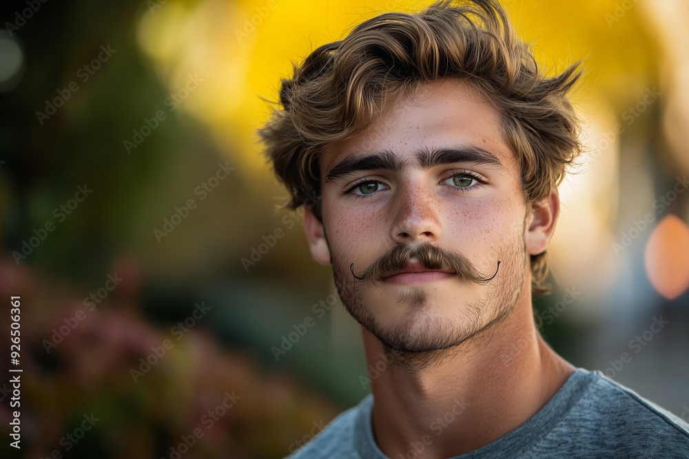 Fototapeta premium Handsome Young Man with Mustache and Beard