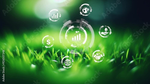Alternative energy concept.Net zero emission.Environmental technology concept, green technology. sustainable ESG modernization development by using technology of renewable resources. 4k video