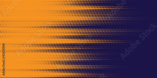 Abstract speed lines style orange color halftone banner design template. Vector illustration.