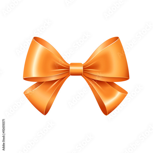 a PNG file of an orange bow ribbon on an isolated transparent background