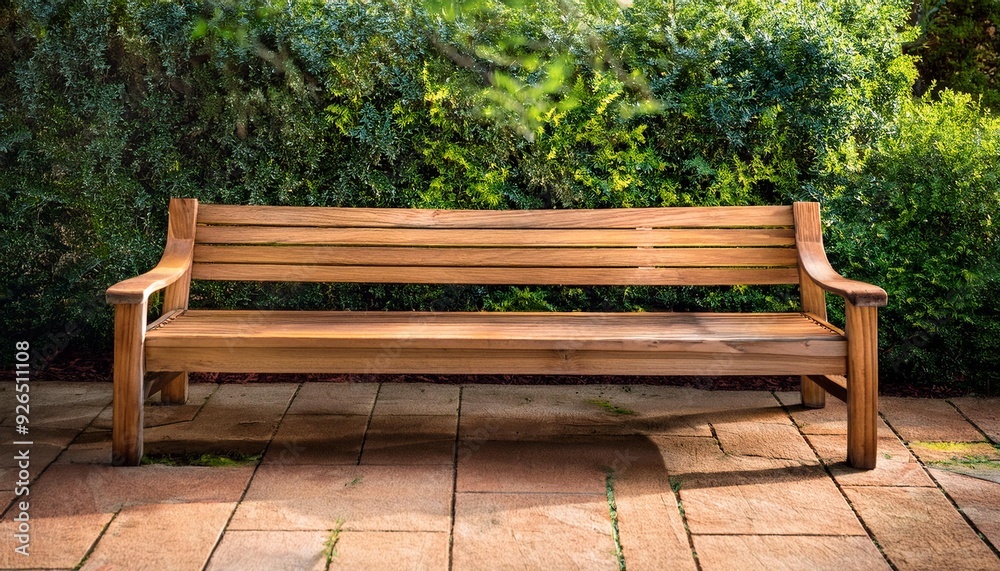 Nice wooden bench decorating the garden of a house. Nice wooden bench decorating the garden of a house.