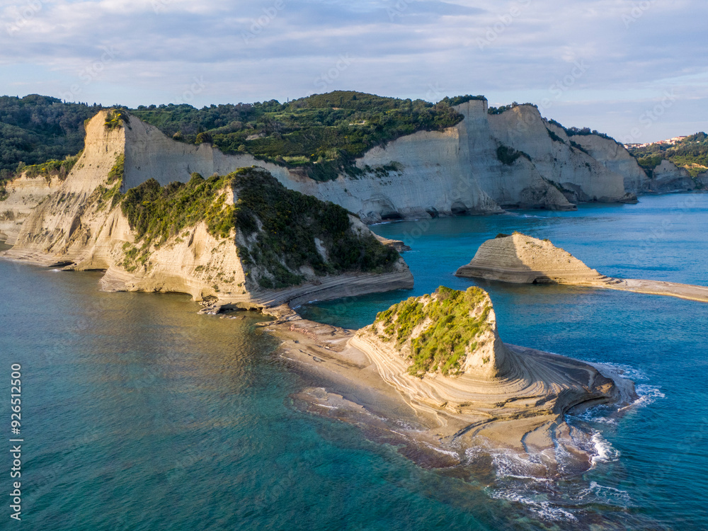 Aerial view of Cape Drastis, the northwesternmost point of Corfu island