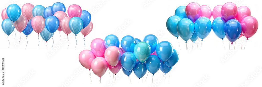 set of Blue and pink balloons for gender reveal isolated on white background.AI GENERATED set of Blue and pink balloons for gender reveal isolated on white background.AI GENERATED