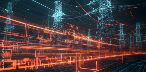 Abstract Electric Power Lines Illustration