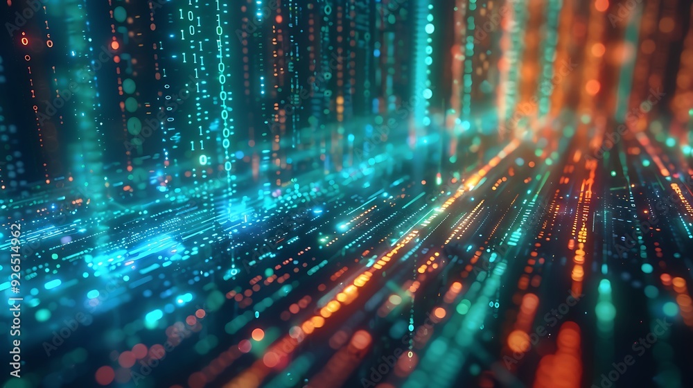 A futuristic visualization of machine learning algorithms with dynamic data flows and algorithm symbols, set against a gradient background of blue and green hues. Created Using: cybernetic art, A futuristic visualization of machine learning algorithms with dynamic data flows and algorithm symbols, set against a gradient background of blue and green hues. Created Using: cybernetic art,