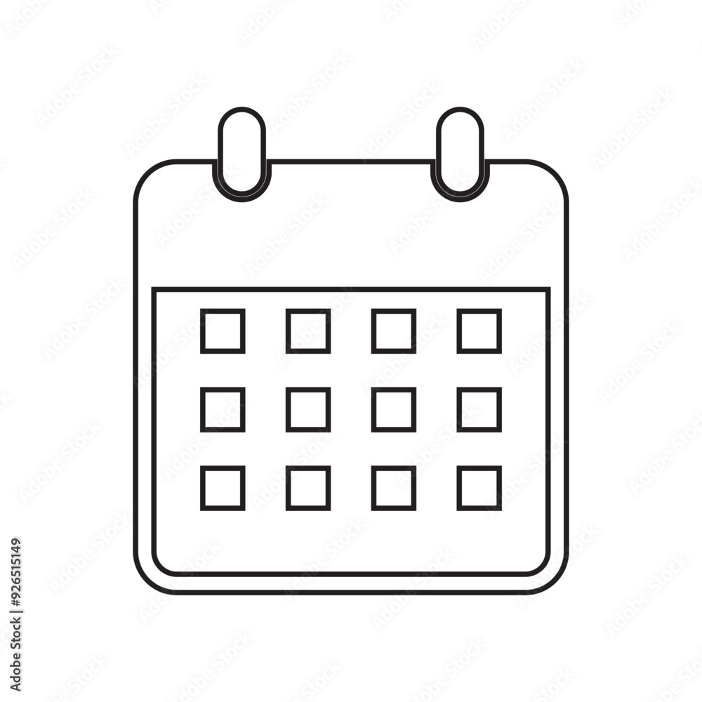 Calendar icon, vector, silhouette with stroke line. Desktop calendar isolated on white background. Calendar icon, symbol design for logo, app, website. Vector illustration. Calendar icon, vector, silhouette with stroke line. Desktop calendar isolated on white background. Calendar icon, symbol design for logo, app, website. Vector illustration.