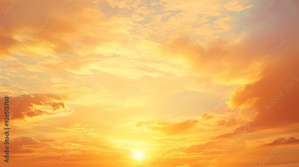 A warm, golden sunset sky background, providing a serene and beautiful backdrop for nature-themed designs A warm, golden sunset sky background, providing a serene and beautiful backdrop for nature-themed designs