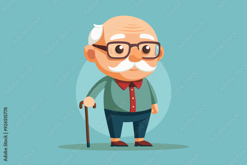 Grandfather wearing glasses. An elderly man with a cane in his hands. Vector illustration in cartoon style
Grandfather wearing glasses. An elderly man with a cane in his hands. Vector illustration in cartoon style