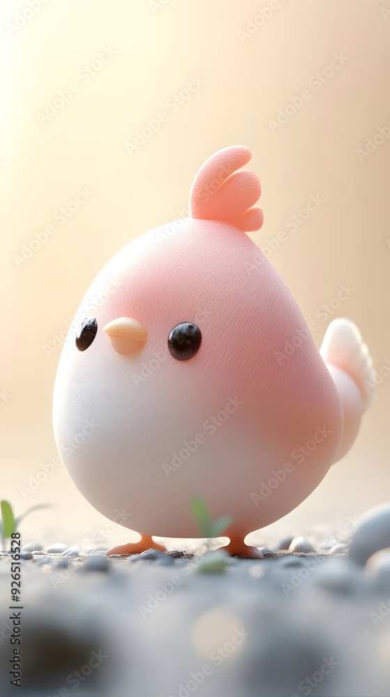 Chubby Chick's First Steps: An adorable, cartoon-style baby bird takes its first tentative steps in a soft, pastel-hued world, evoking feelings of warmth, innocence, and new beginnings. Chubby Chick's First Steps: An adorable, cartoon-style baby bird takes its first tentative steps in a soft, pastel-hued world, evoking feelings of warmth, innocence, and new beginnings.