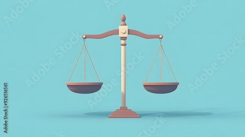 A balanced scale of justice on a blue background.