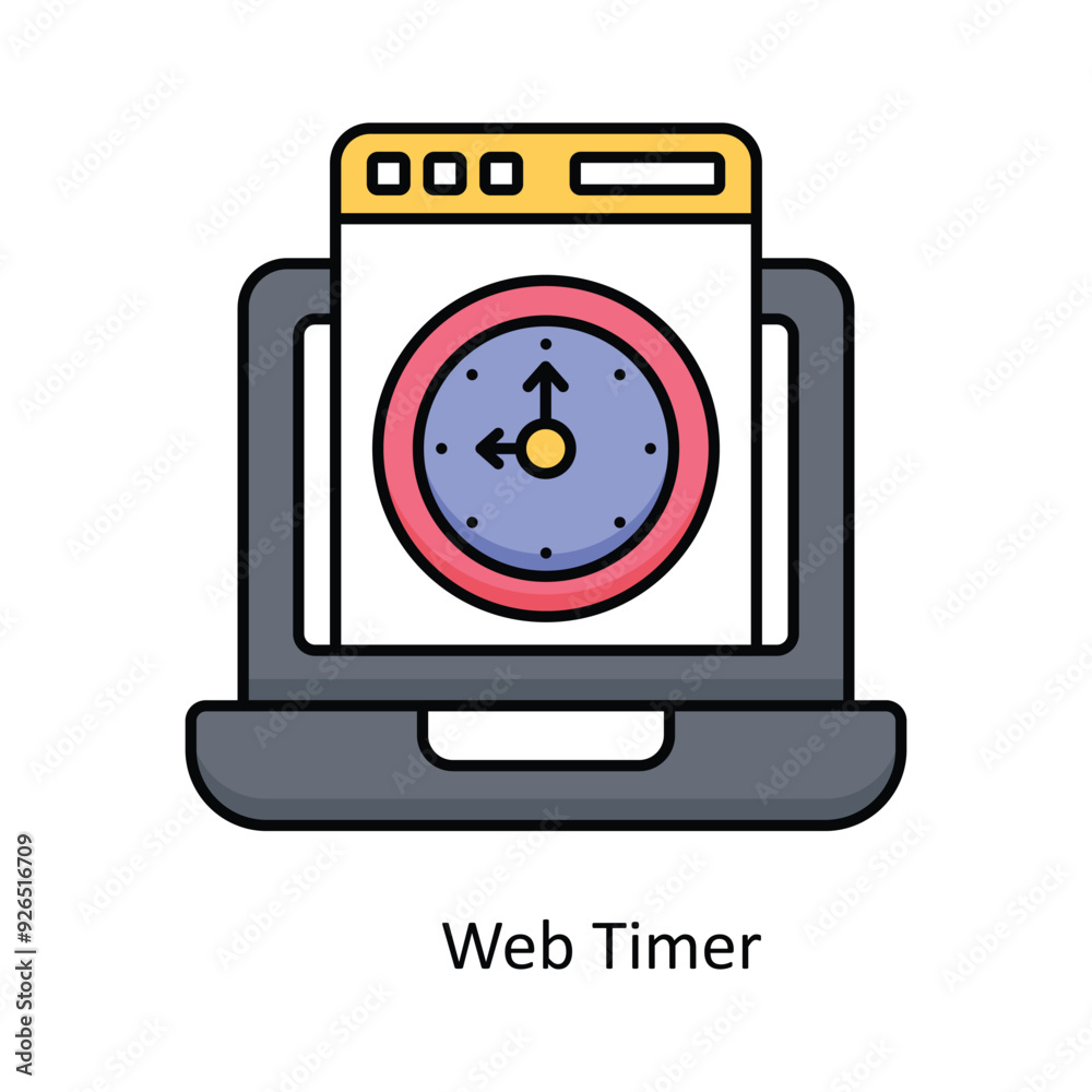 Web Timer vector filled outline Icon Design illustration. Design And Development Symbol on White background EPS 10 File Web Timer vector filled outline Icon Design illustration. Design And Development Symbol on White background EPS 10 File