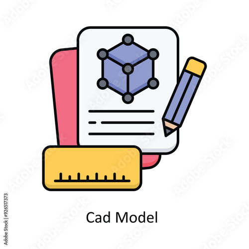 Cad Model vector filled outline Icon Design illustration. Design And Development Symbol on White background EPS 10 File
