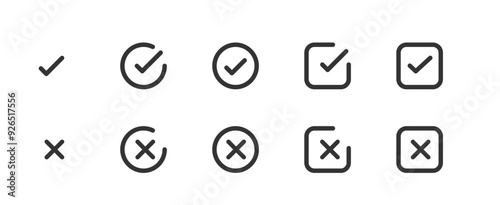 Set of check mark icon. Black check mark icon. Tick ​​symbol in black color, vector illustration.