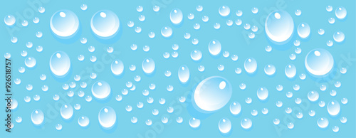 water drops 3d on blue background
