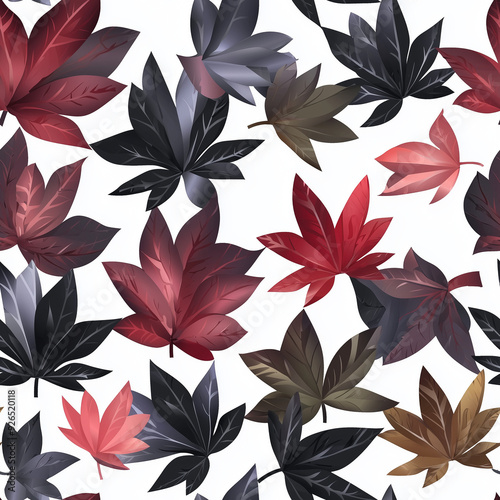 Seamless pattern Maple Leaves Pattern in Red and White on Light Background