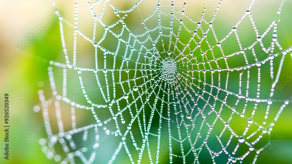Naklejka premium spider web with dew drops