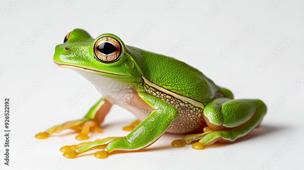 Obraz premium Green Tree Frog on White Background