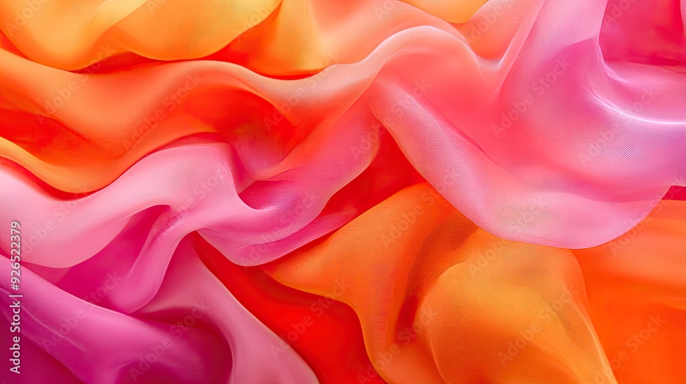 Obraz premium A layered background of orange and pink fabrics, their smooth surfaces and vibrant colors blending to create a striking visual composition.