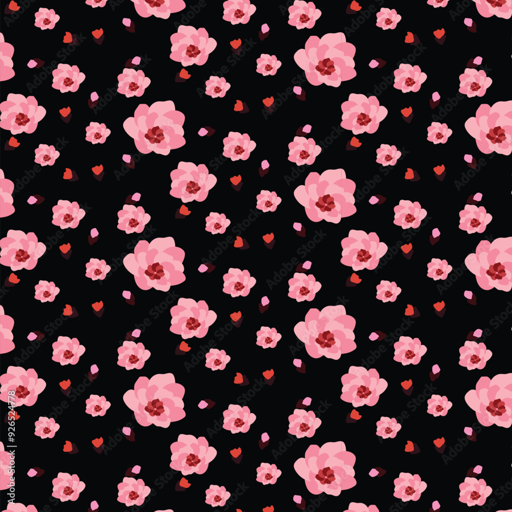 Rose pattern with black background