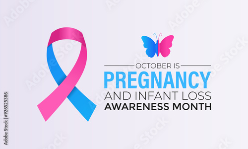 Pregnancy and Infant Loss Awareness Month is observed in October to raise awareness about the emotional and physical challenges. Banner poster, flyer and background design template.Vector illustration