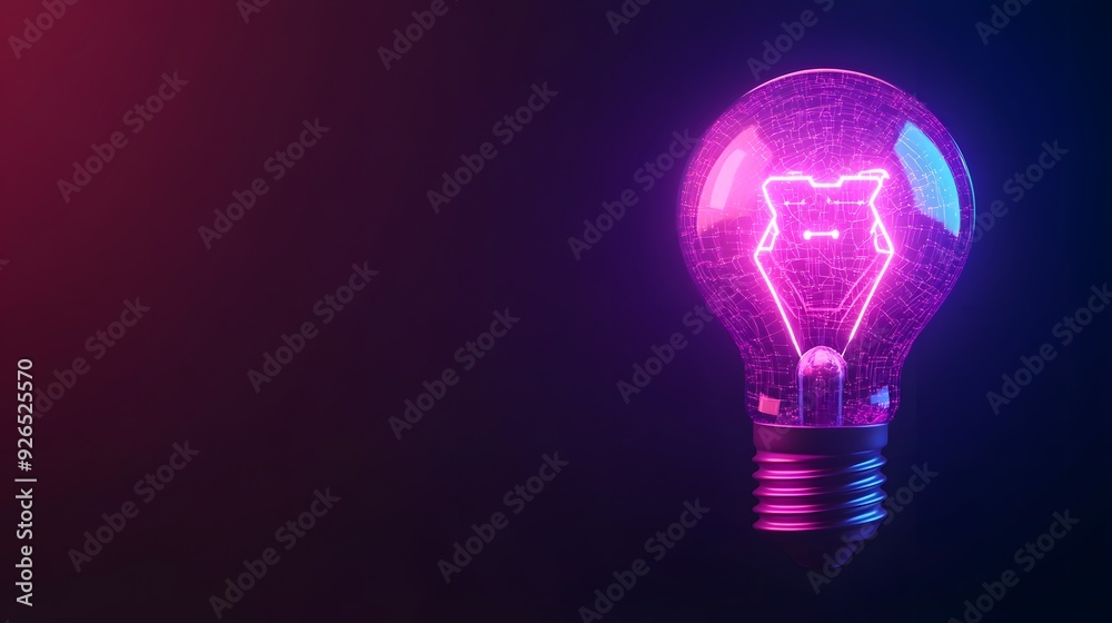 A glowing light bulb with neon pink and blue light, symbolizing ideas and innovation against a dark background. A glowing light bulb with neon pink and blue light, symbolizing ideas and innovation against a dark background.