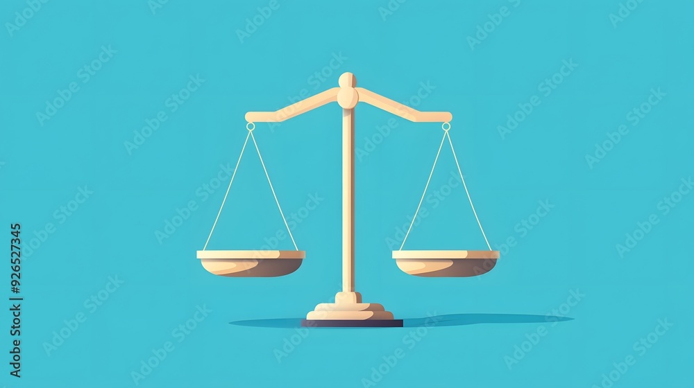 A simple illustration of a scale of justice on a blue background. A simple illustration of a scale of justice on a blue background.