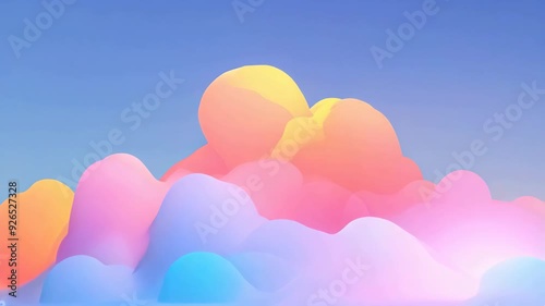 Tranquil Cloud Rotation with Dreamy Pastel Hues. Gentle Cloud Movements in Soft Gradient Sky.