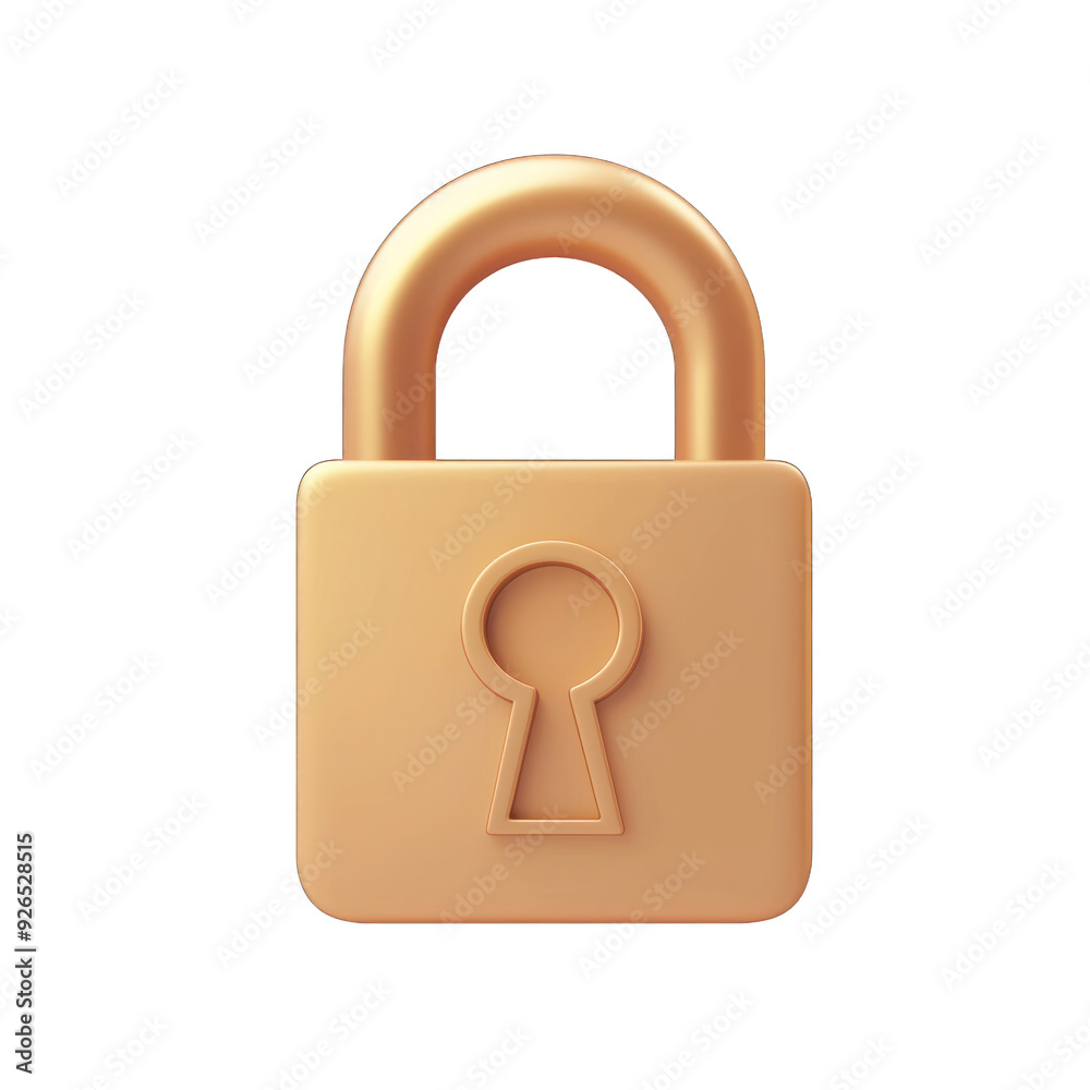 © BoOm - A sleek, modern padlock design in a warm metallic tone, symbolizing security and protection of personal information. transparent background