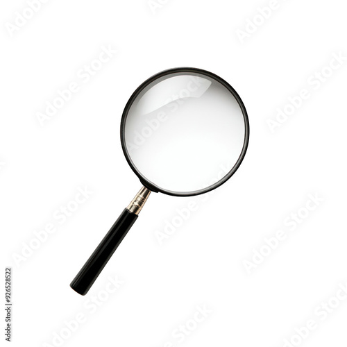 A sleek magnifying glass with a black handle, perfect for investigations, reading fine print, or enhancing curiosity about details. transparent background photo