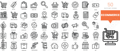 Set of minimalist linear ecommerce icons. Vector illustration