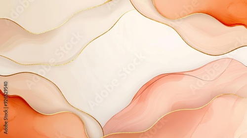 Wallpaper Mural Watercolor vector design with light earth tones of beige and pink, accented by elegant gold line art and smooth paintbrush textures Torontodigital.ca