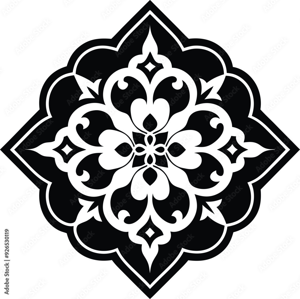 Moroccan pattern illustration black and white Moroccan pattern illustration black and white