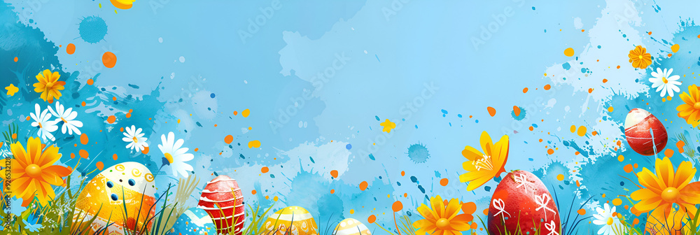 Empty easter banner on white background Empty easter banner on white background