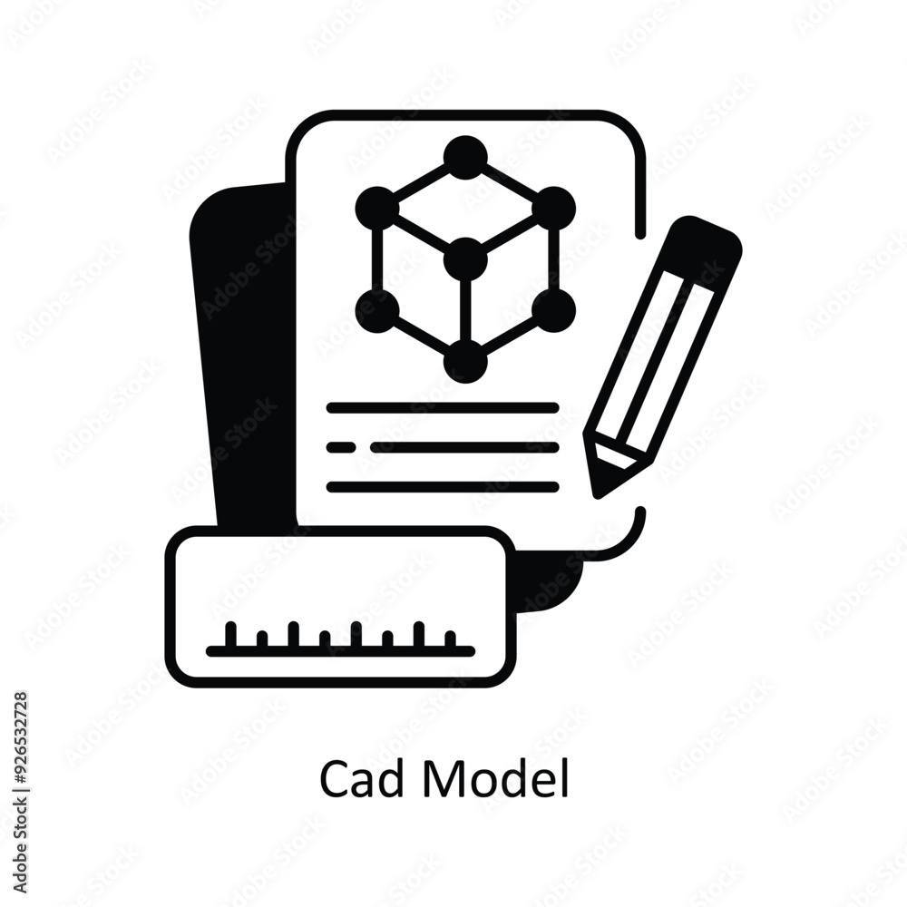 Cad Model vector filled outline Icon Design illustration. Design And Development Symbol on White background EPS 10 File Cad Model vector filled outline Icon Design illustration. Design And Development Symbol on White background EPS 10 File