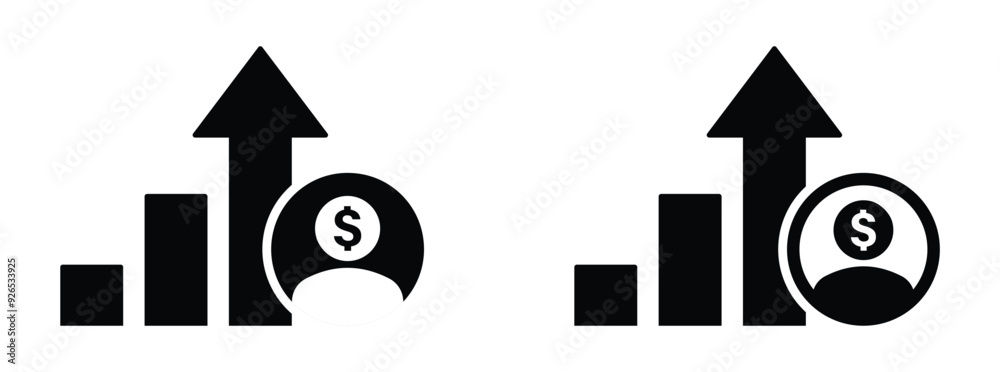 Salary increase flat vector icon designs set Salary increase flat vector icon designs set